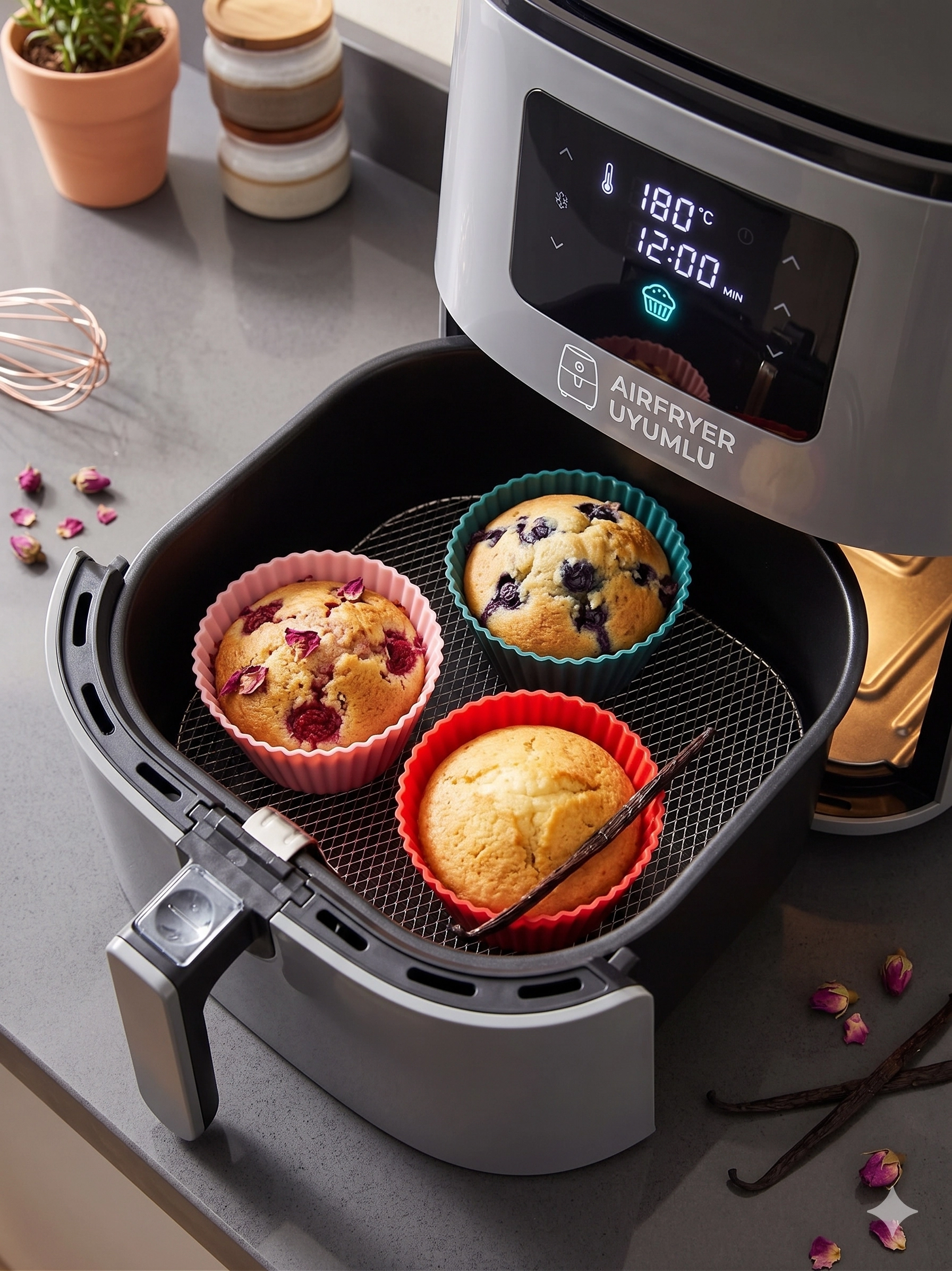 Airfryer Yapışmaz Kek Muffin Kalıbı 6’Lı - Tüm Hava Fritözleriyle Uyumlu