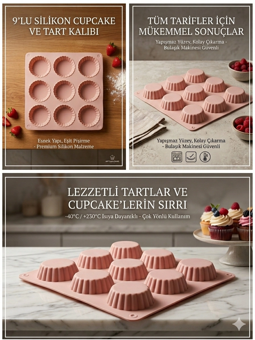 9’lu Tartolet Kek Kalıbı -Silikon