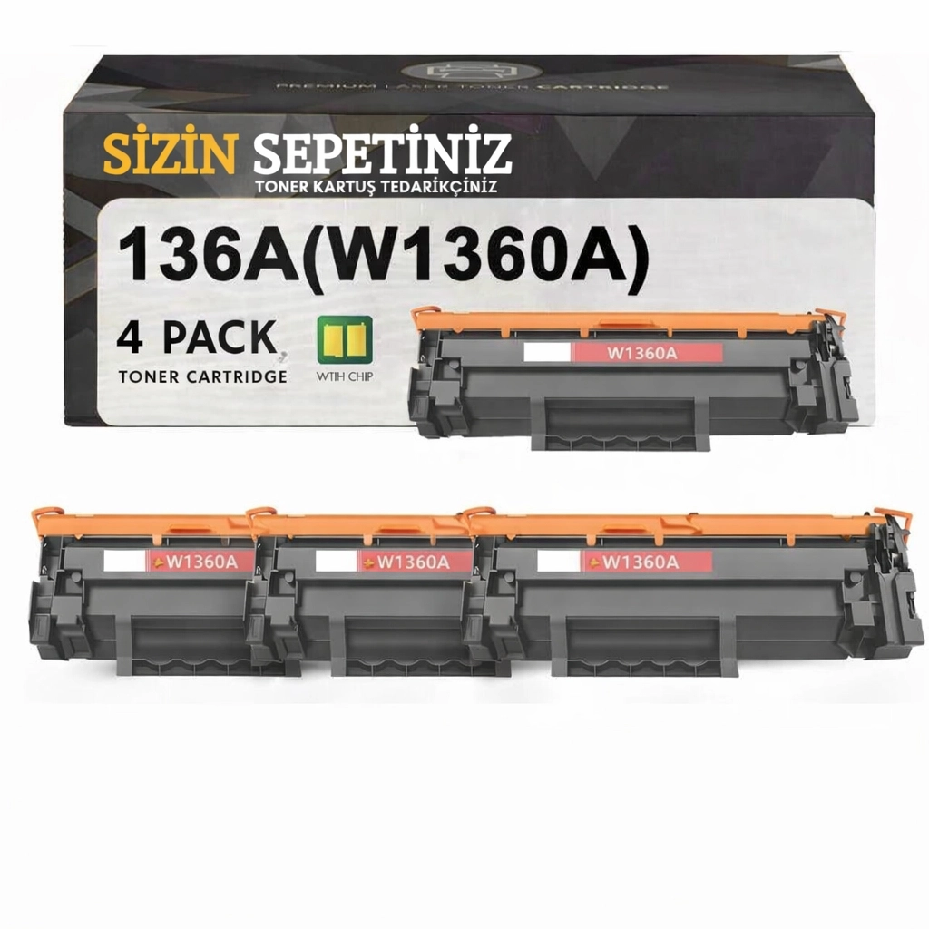 Hp ile uyumlu 136A W1360A 4 Adet Uyumlu Toner Siyah