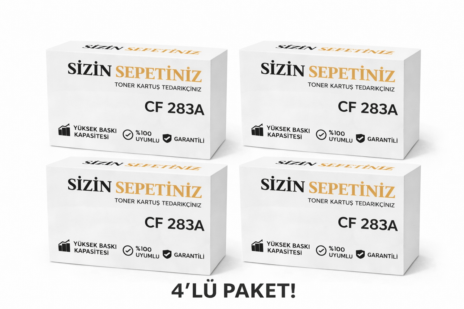 Hp 83A Cf283A Toner 4’lü Ekonomik Paket Muadil Yazıcı Kartuş