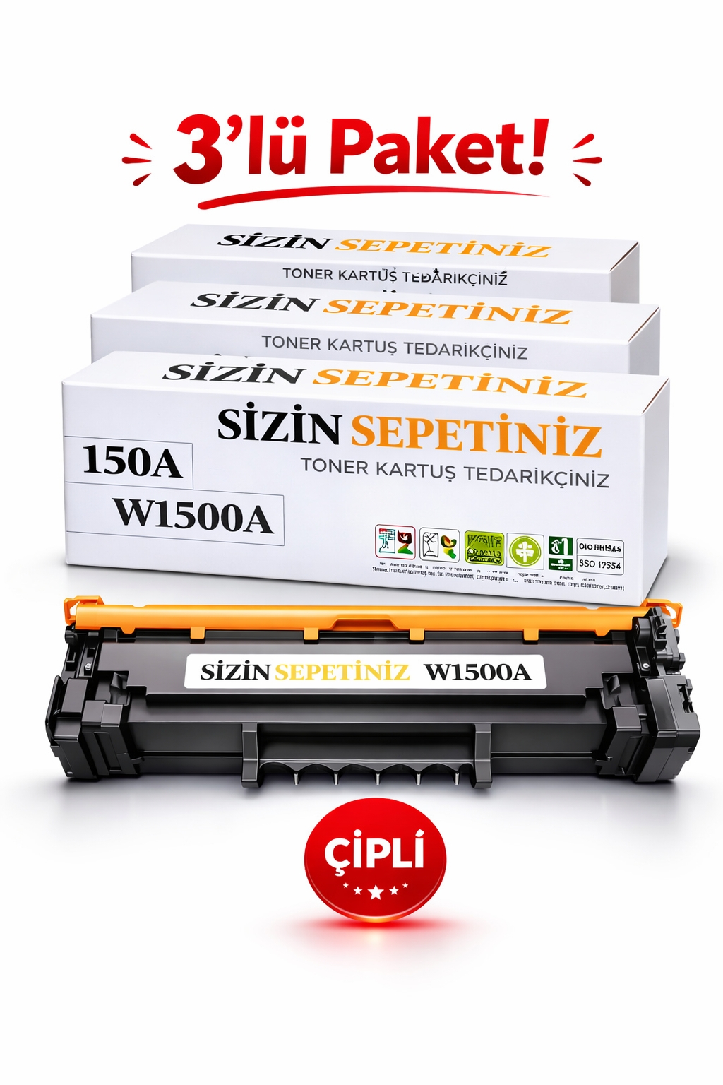 HPP HP W1500A 150A Laserjet M111W M111A M141A M141W W1500A W150A ÇİPLİ 3LÜ AVANTAJ PAKET
