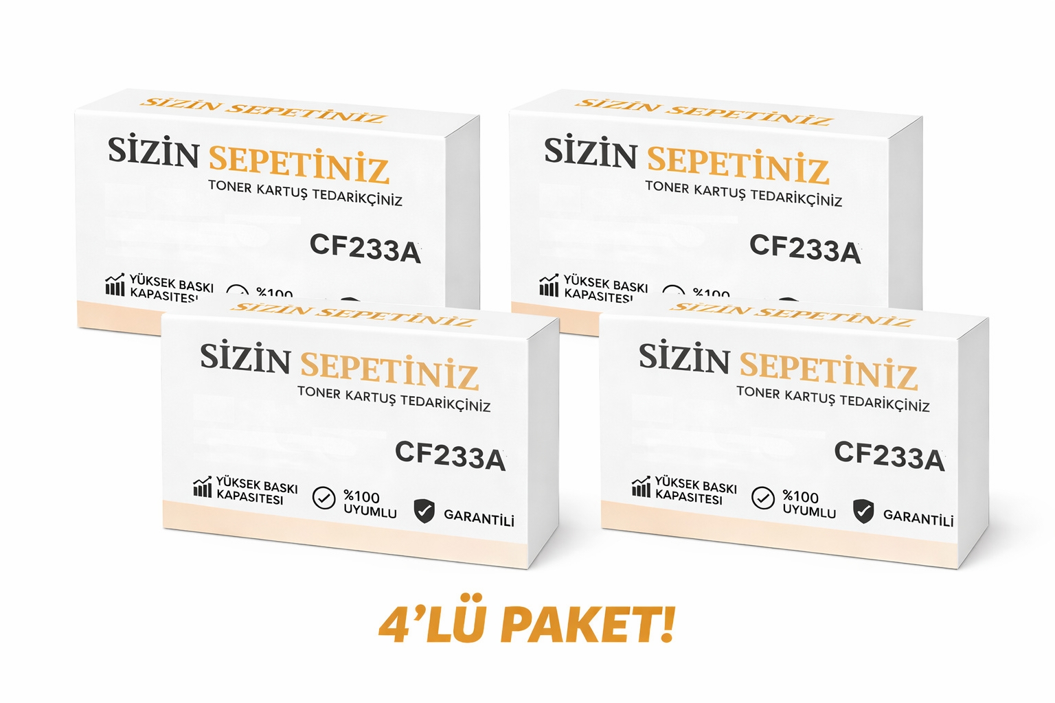 HP 33A-CF233A 2300 Sayfa 4’lü Paket Muadil Toner-Hp LaserjetUltra MFP M134fn