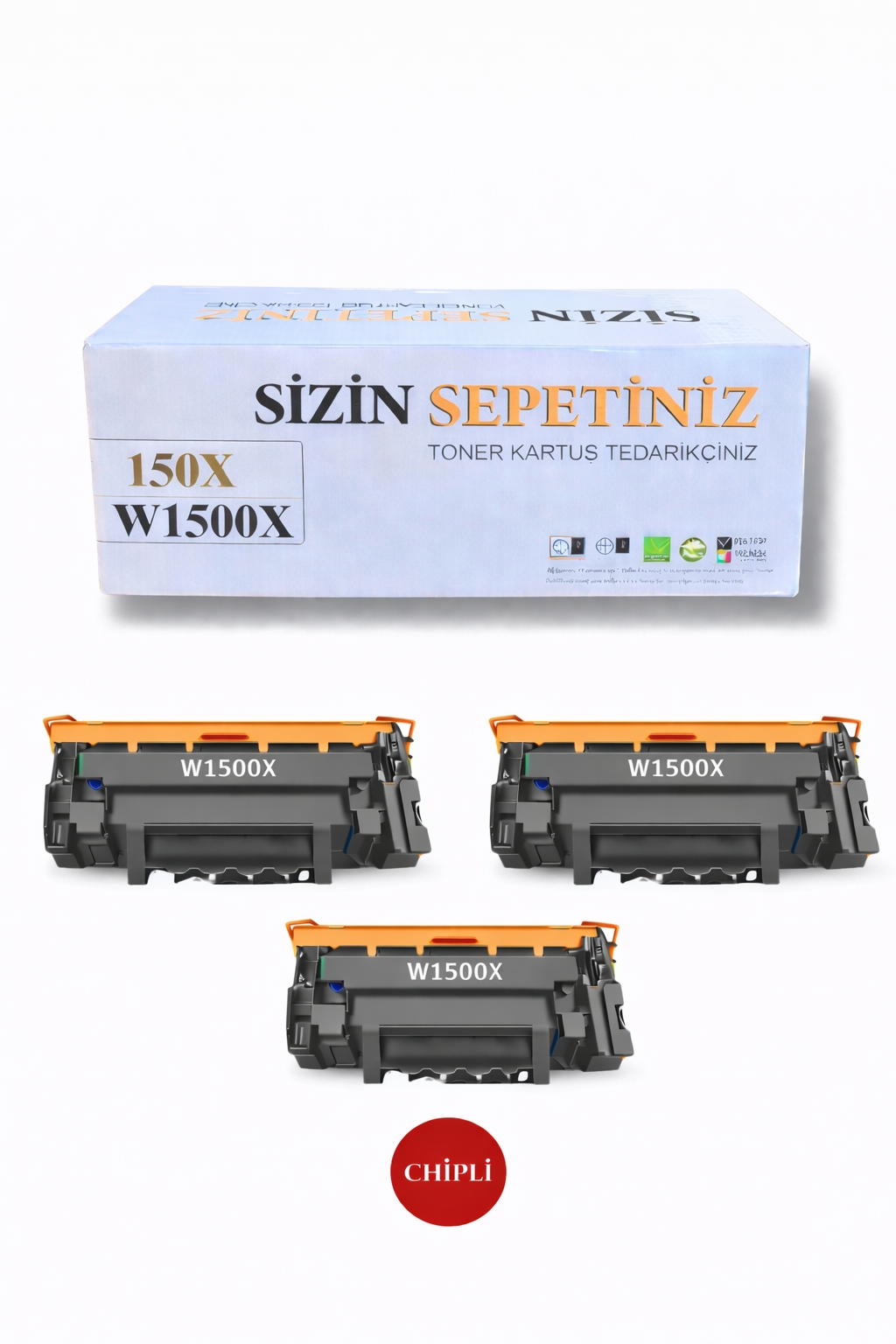 HP W1500X 150X Yuksek Kapasite M111W M111A M141A M141W Çipli 3Lü Avantaj Paket, Siyah