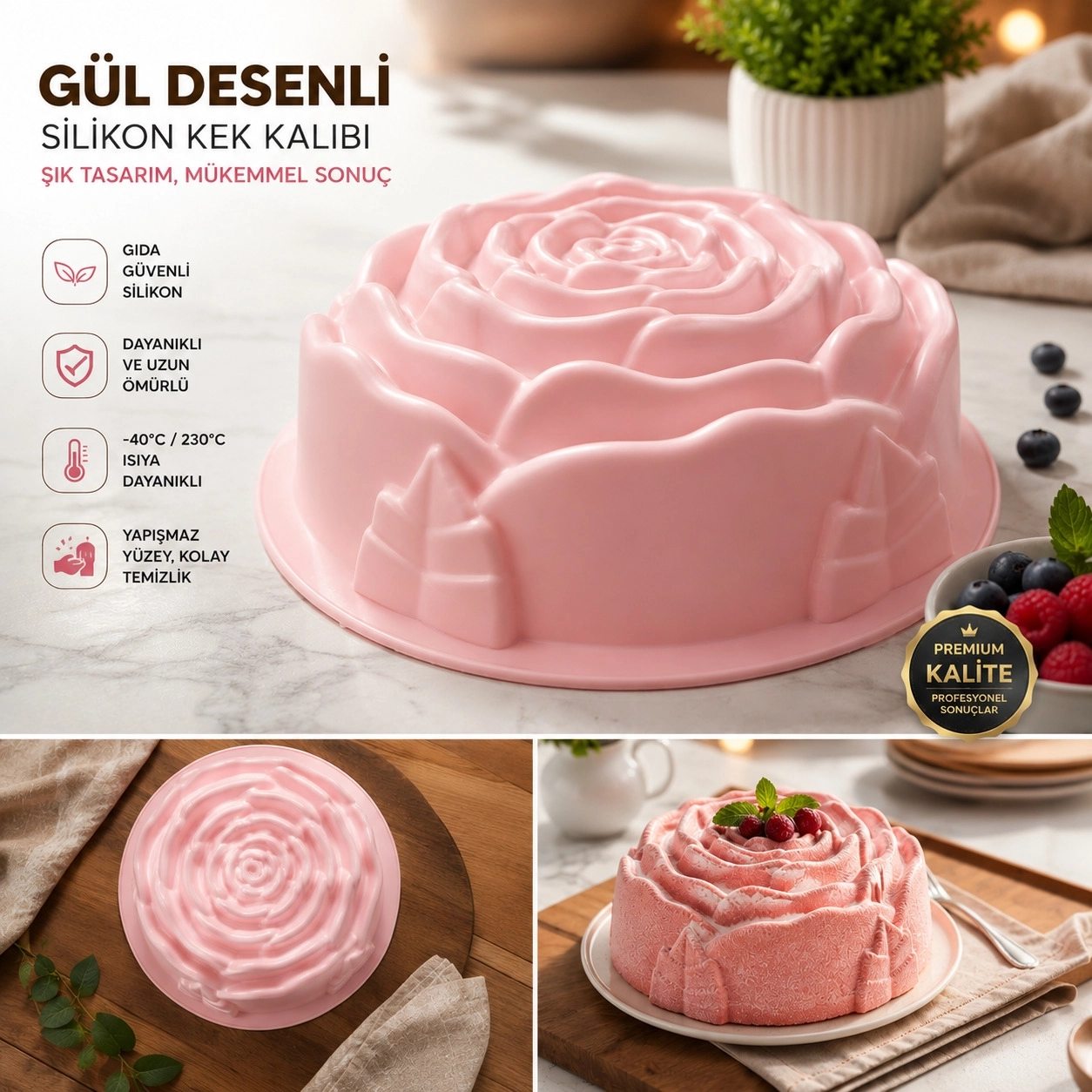 Silikon Gül Kek Kalıbı