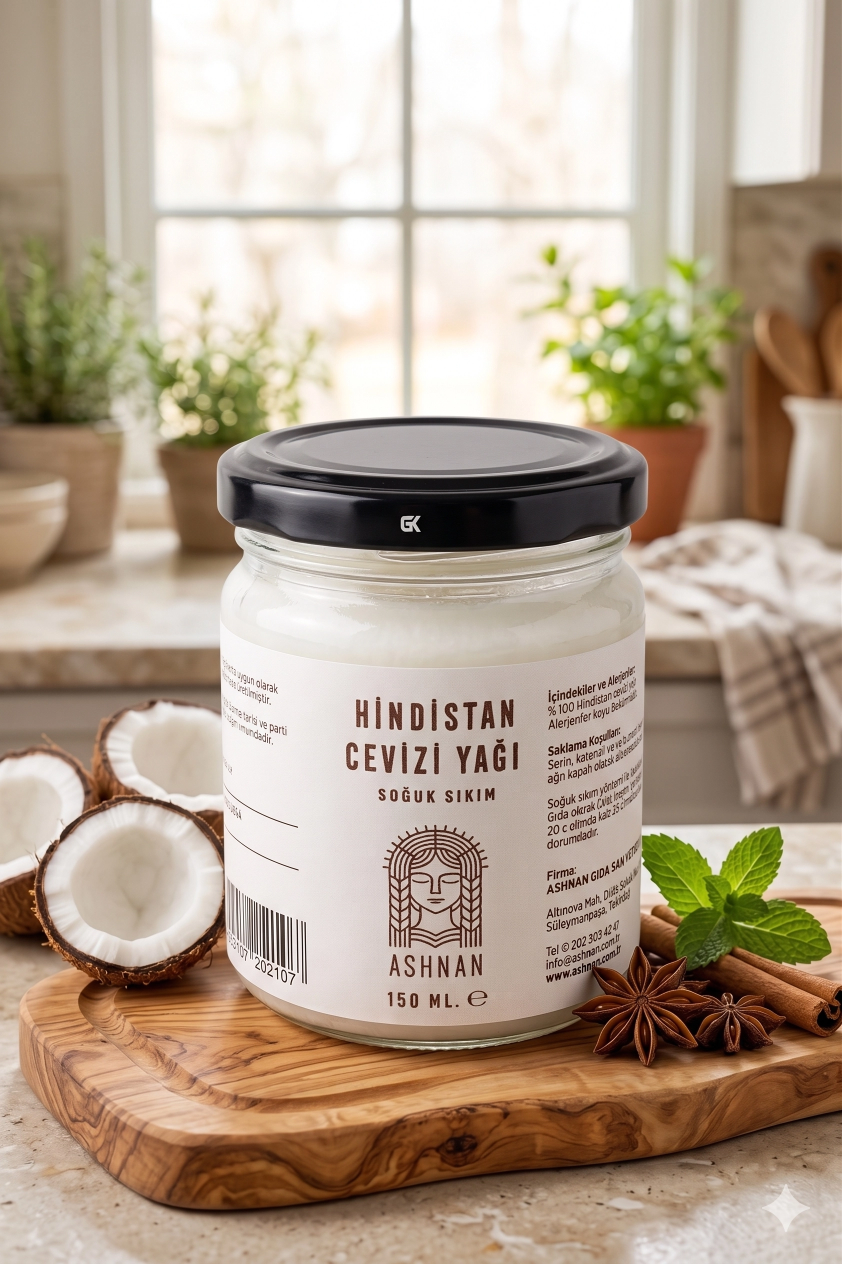 Ashnan Hindistan Cevizi Yağı 150 ml - Soğuk Press