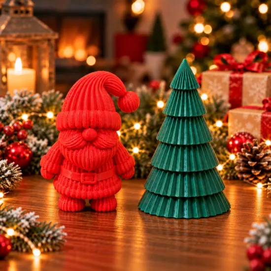 2’li Yılbaşı Süsleri Seti - Noel Baba ve Çam Ağacı
