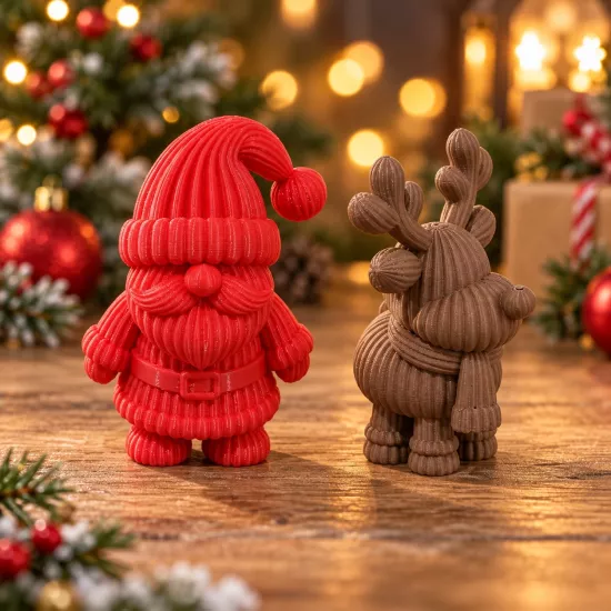 2’li Yılbaşı Süsleri Seti – Noel Baba ve Geyik 8 cm