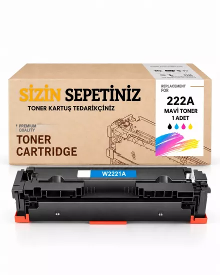 HP 222A W2221A Mavi Çipli Muadil Toner
