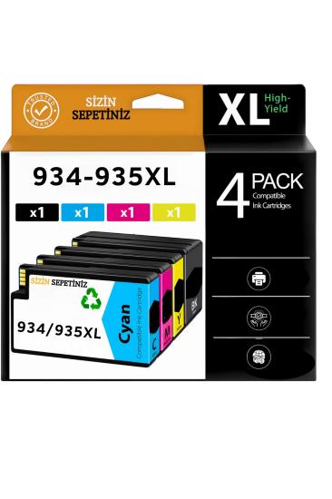 1 TAKIM- 4 ADET BK HP 934/935XL UYUMLU KARTUŞLAR - Hp Officejet Pro 6830/6820/6220 Uyumlu