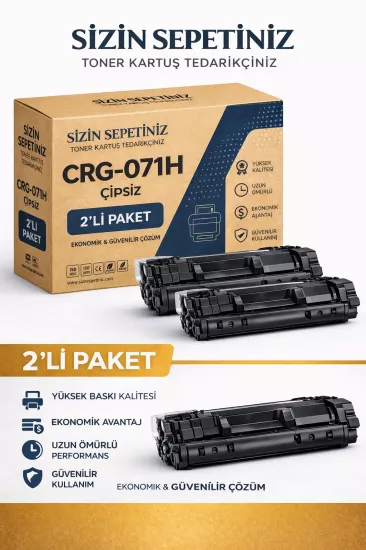 Canon CRG 071H / 5646C002AA Çipsiz Muadil Toner - 2500 Sayfalık - 2’li Avantaj Menü