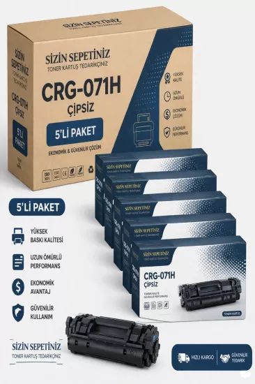 Canon CRG 071H / 5646C002AA Çipsiz Muadil Toner - 2500 Sayfalık - 5’li Avantaj Menü
