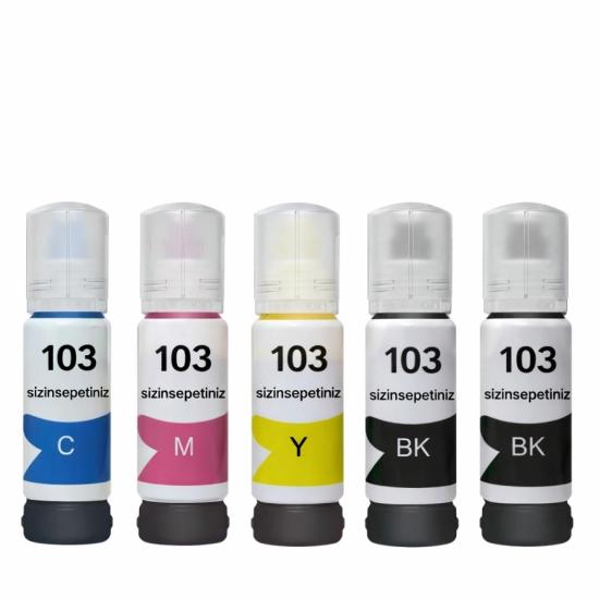 Epson Ecotank L3252 101 103 Uyumlu Mürekkep Seti 5x70ml + Extra Siyah