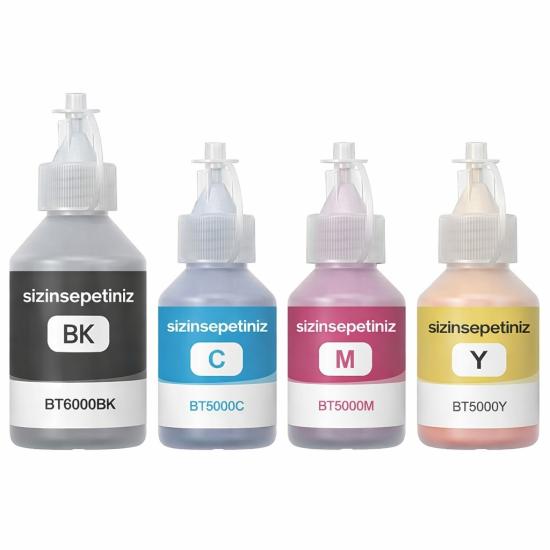 Brother BT-5000 DCP-T510W 4 Renk Muadil Mürekkep Seti - Siyah 70 Ml- Renkliler 70 ml
