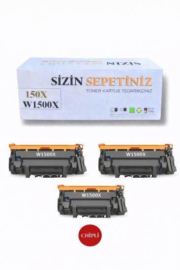 HP W1500X 150X Yuksek Kapasite M111W M111A M141A M141W Çipli 3Lü Avantaj Paket, Siyah