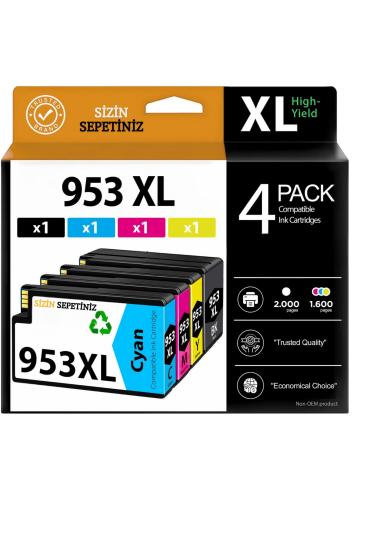 HP 953XL CMYG 4’ lü Muadil Kartuş