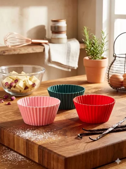 Airfryer Uyumlu 12’li Silikon Muffin ve Kek Kalıbı Seti - Platinum Silikon & Yapışmaz