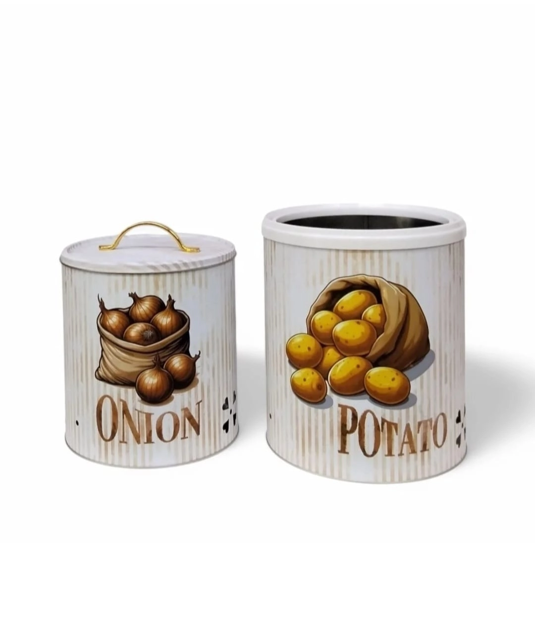 Metal Desenli 2 Li Patates Soğan Sepeti